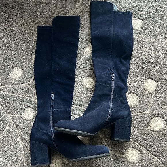 Stuart Weitzman “ALLJACK” Over the Knee Navy Suede Boot, Size 7.5 - Picture 6 of 9